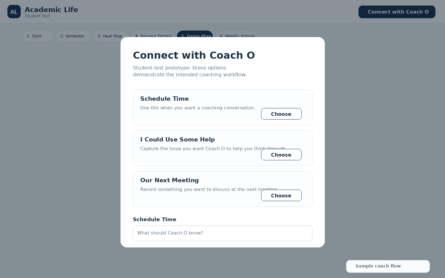 Schedule with your coach — Semester Success Planner